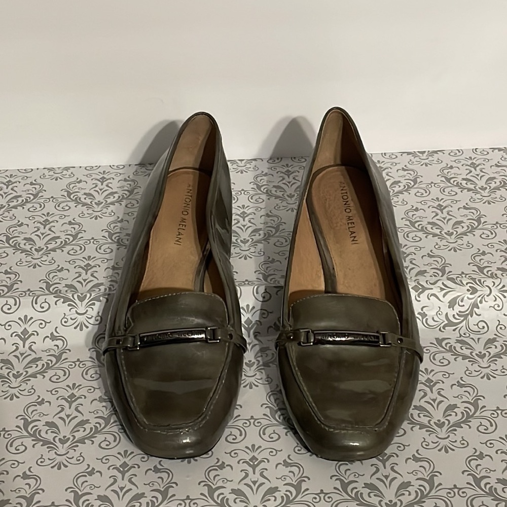 Antonio Melani, gray, patent Loafers.